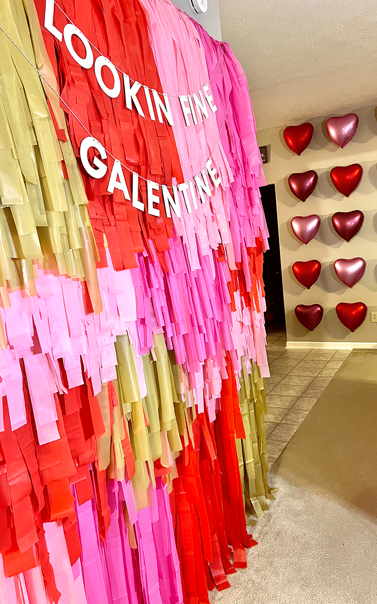 galentines day decorations fringe wall balloon wall